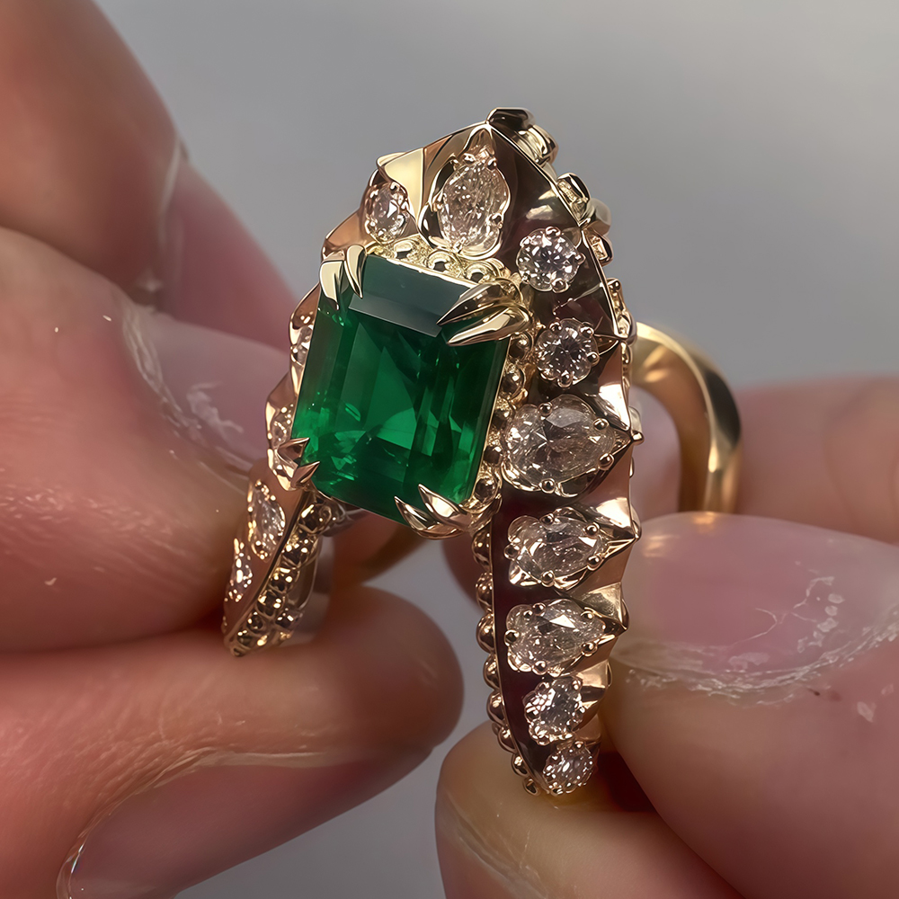 Emerald Cut Emerald Sapphire VANKI Ring