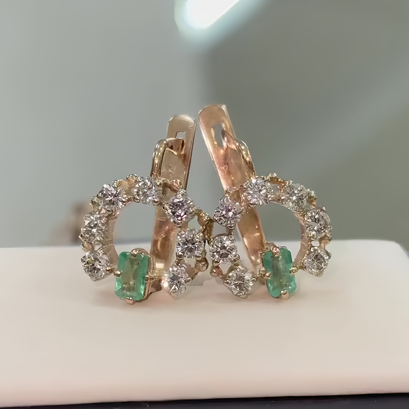 Mint Green Halo Diamond Stud Earrings