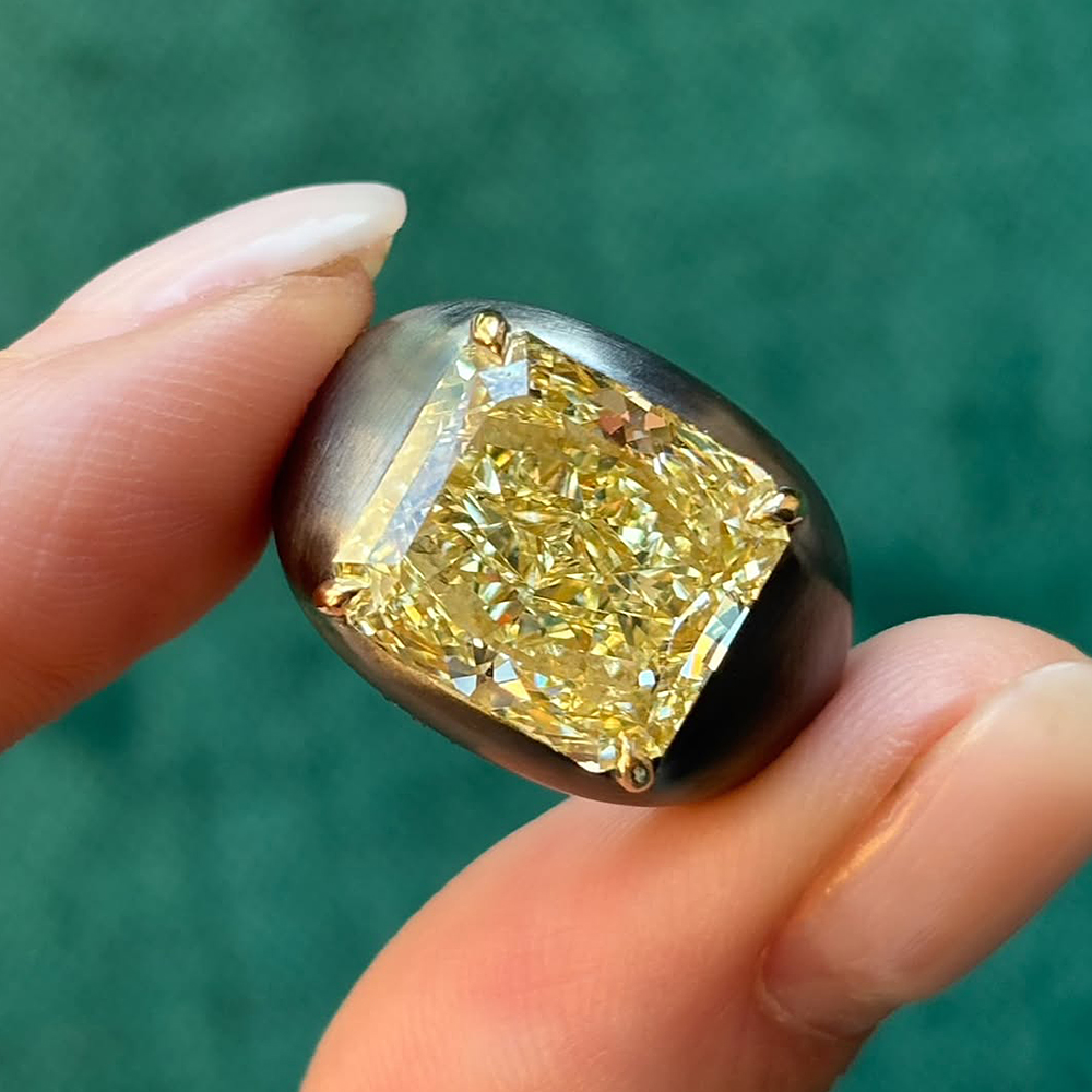 4ct Emerald Cut Yellow Sapphire Men's Ring