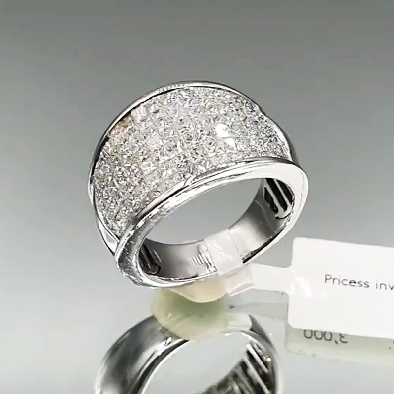 Luxury 3.3ct Pave Princess Cut White Sapphire Men's Ring