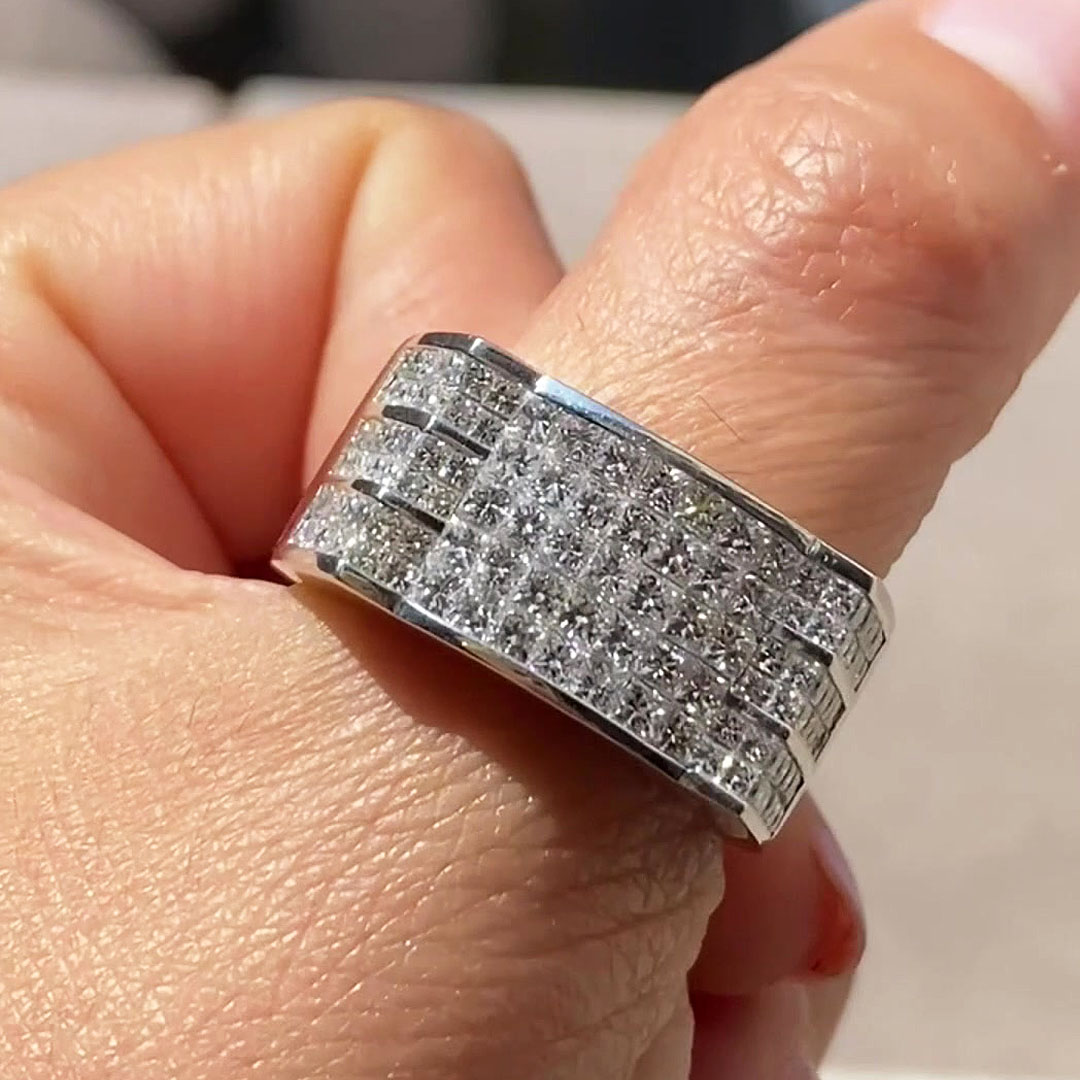 5.45ct Men's Bezel Setting Round Cut Diamond Band