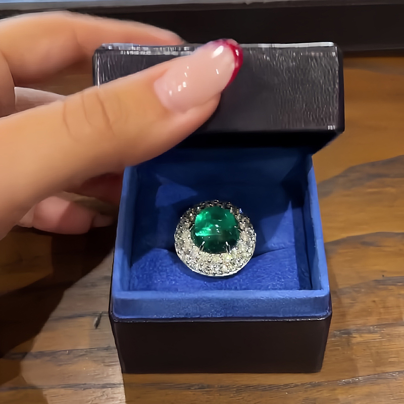 7ct Cabochon Paraiba & White Sapphire Halo Cocktail Ring