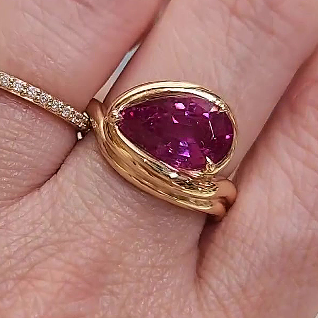 3ct Pear Cut Pink Sapphire Engagement Ring