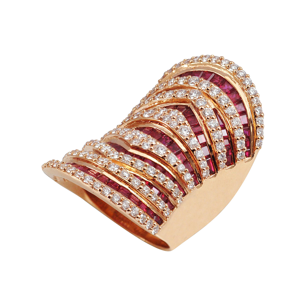 Magnificent 9.77ct Multi-cut Ruby Sapphire Cocktail Ring