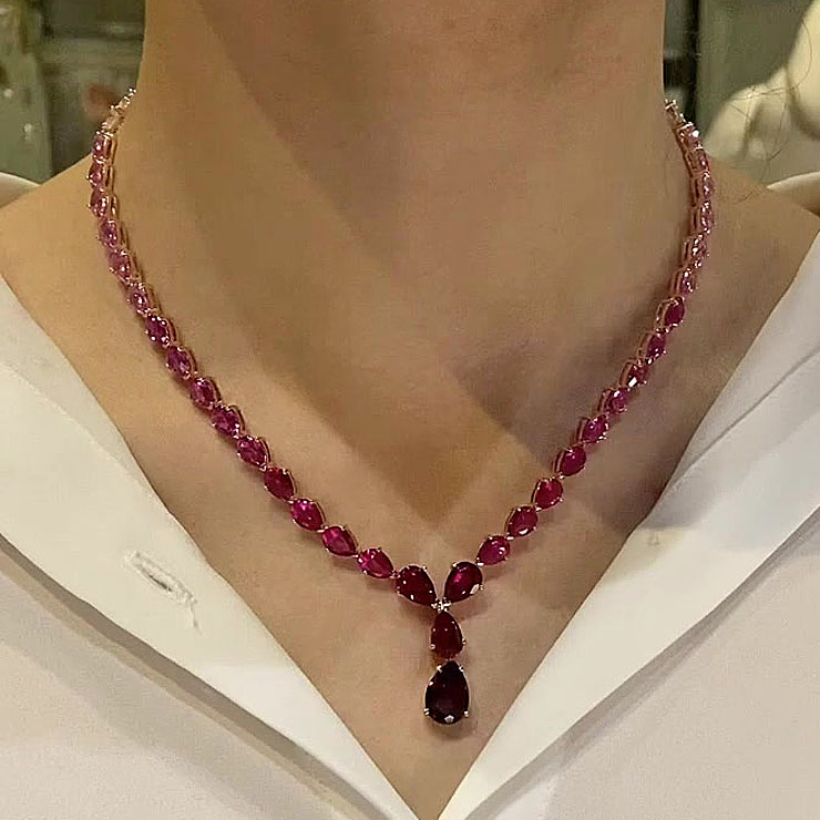 Gradient Pear Cut Multi-color Pendant Necklace