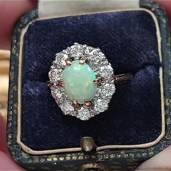 3ct Oval Cut Opal Sapphire Engagement Ring