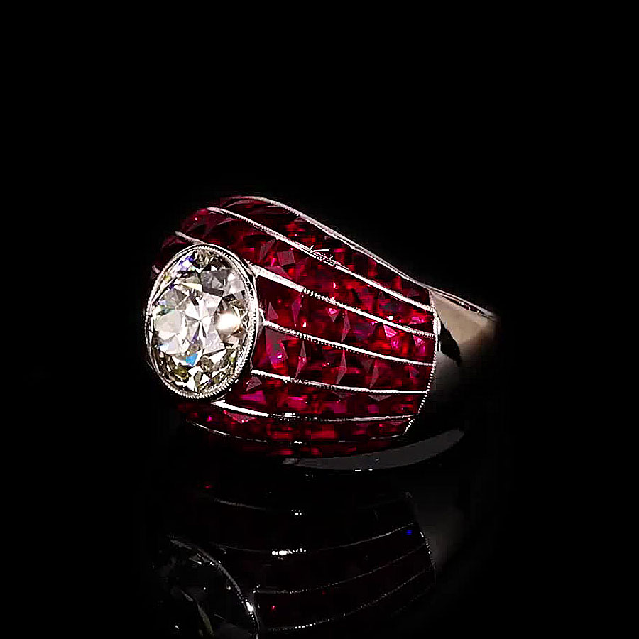 3ct Round Cut Ruby Sapphire Cocktail Ring