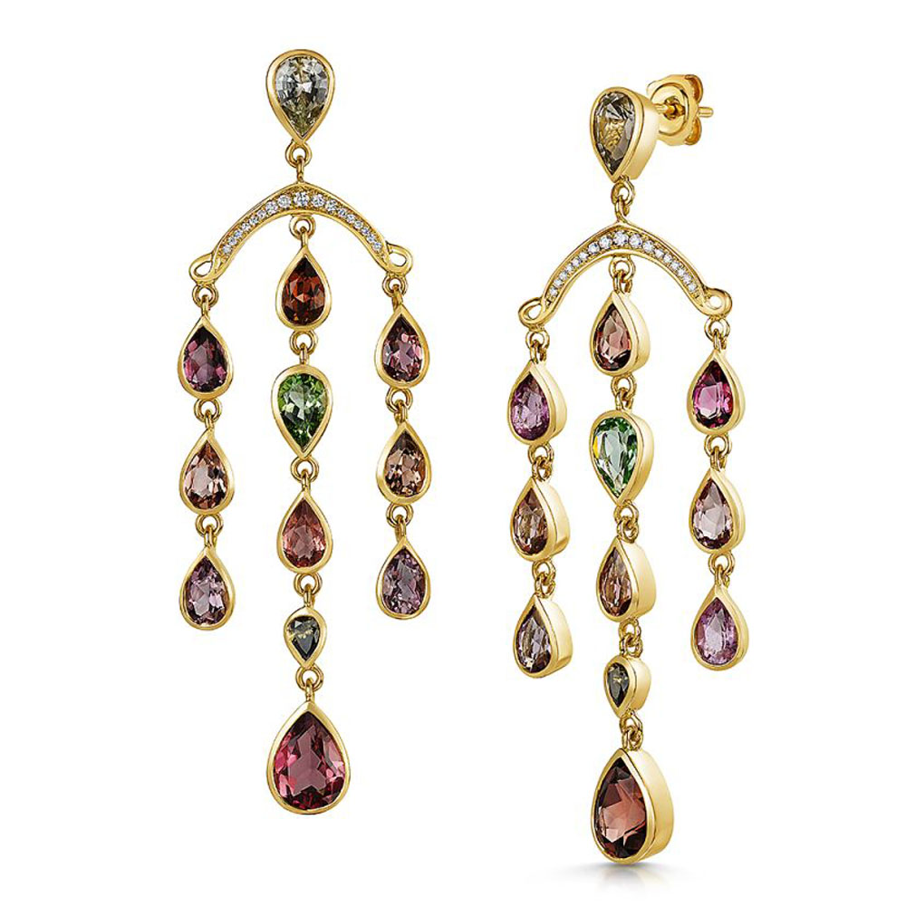 Lios Waterfall Design Pear Cut Gemstone Drop Earrings