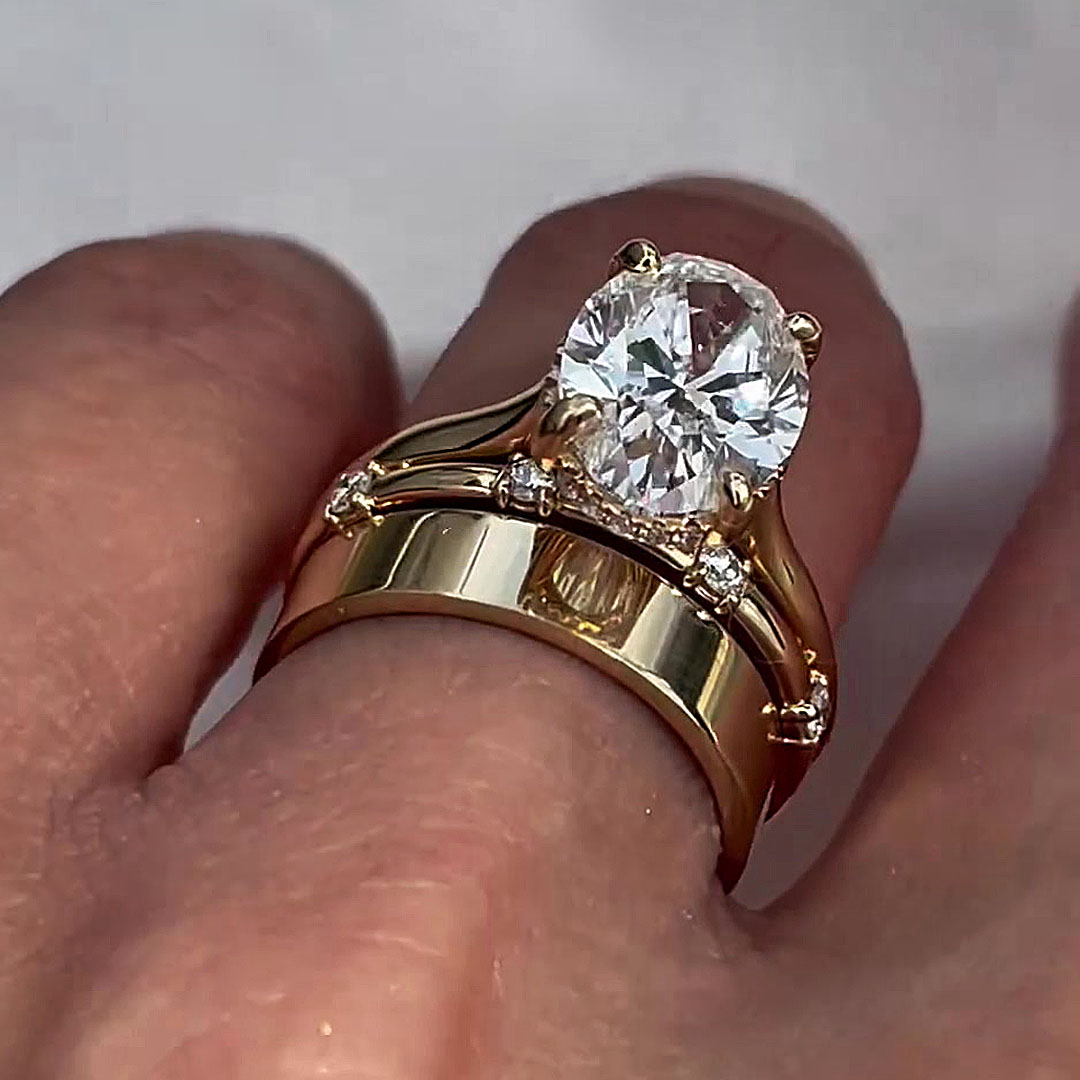 4ct Oval Cut White Sapphire Wedding Set/3pcs