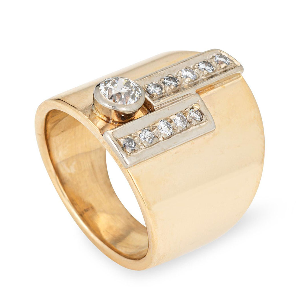 3.25ct Round Cut White Sapphire Vintage Cigar Wide Band