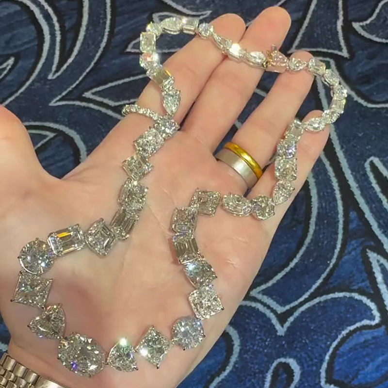 Multi-Cut White Sapphire Men's Necklace