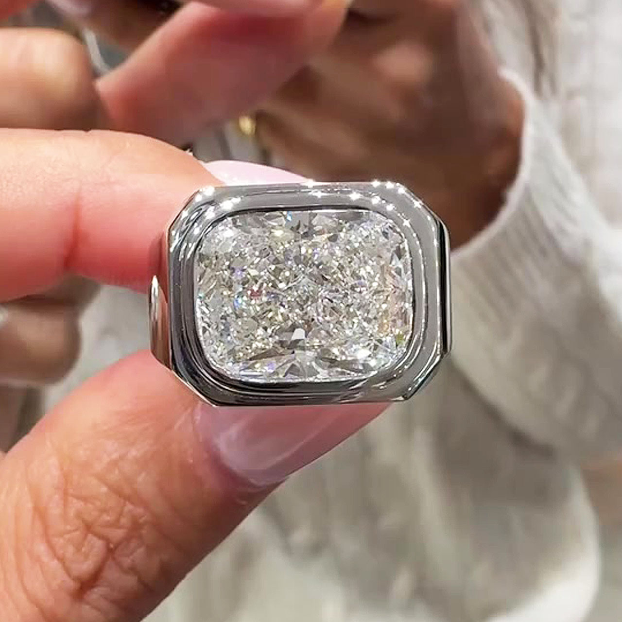 4ct Cushion Cut White Sapphire Engagement Ring