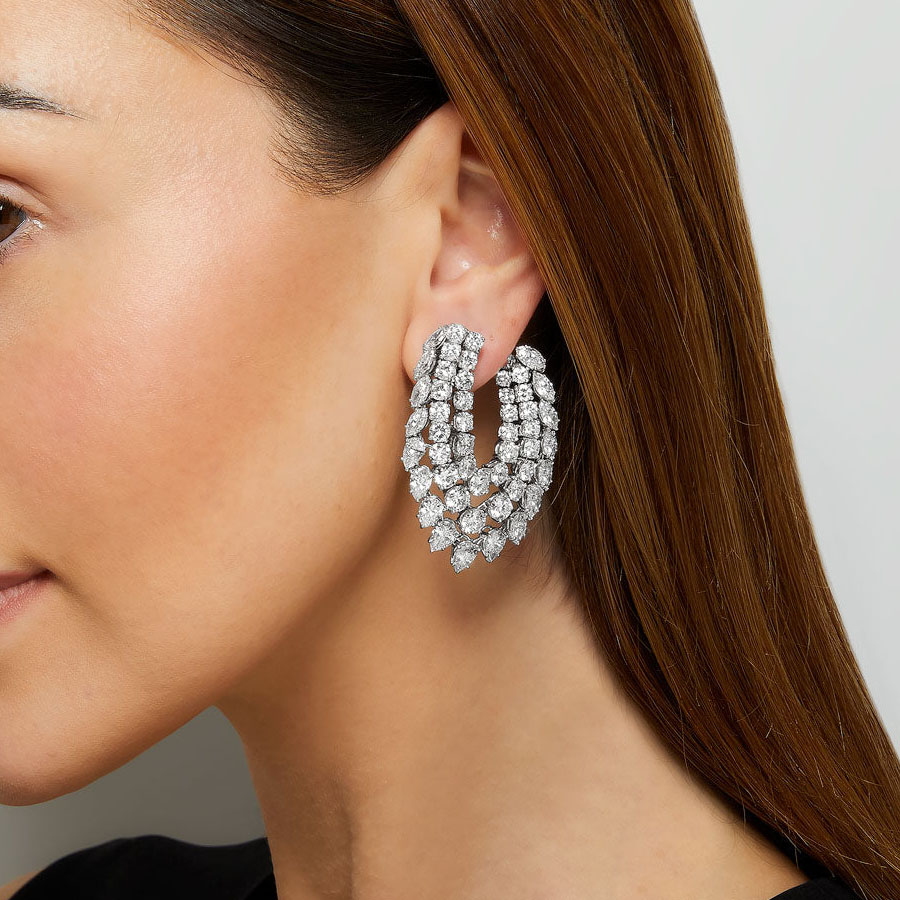 Irregular Cut White Sapphire Earrings