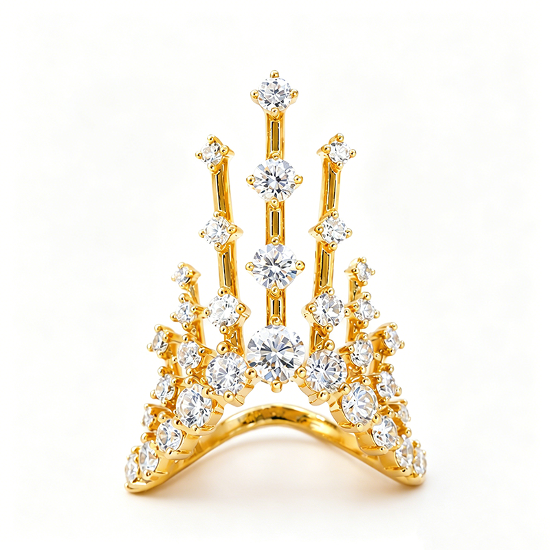 Classic 0.35ct Round Cut White Sapphire Crown Engagement Ring