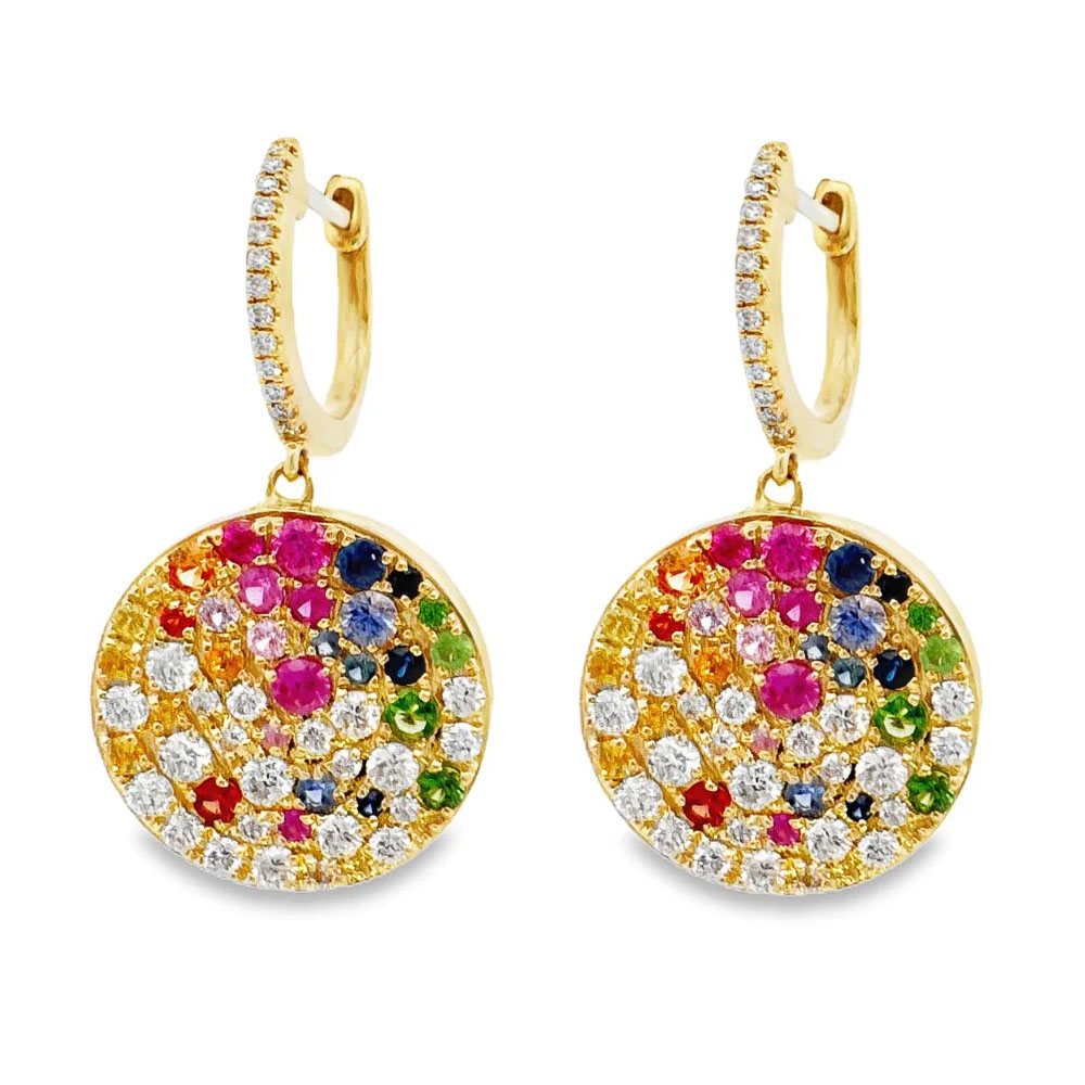 Scattered Rainbow Sapphire Dangle Earrings