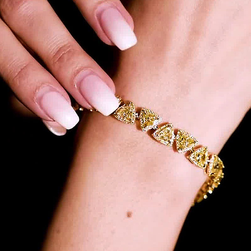 Triangle Cut Yellow Sapphire Bracelet