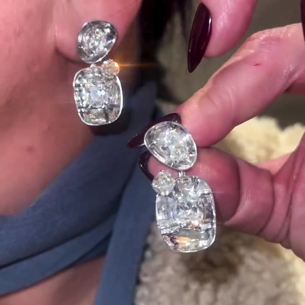 Stunning Multi Cut White Sapphire Dangle Earrings