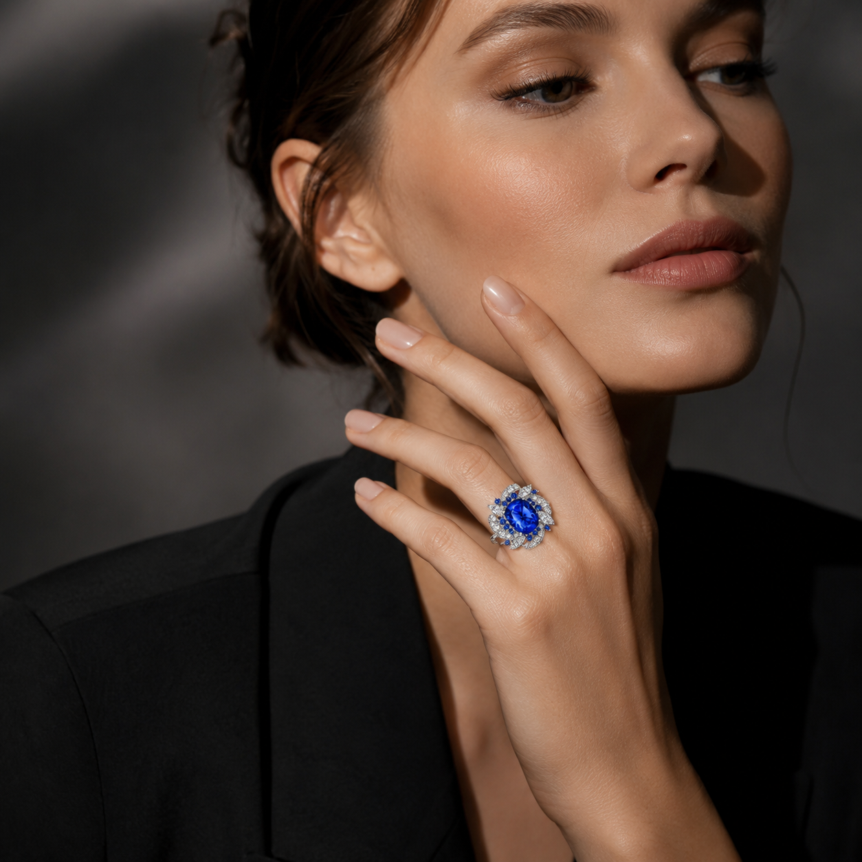 Original Design - 3ct Cushion Cut Blue Sapphire Engagement Ring