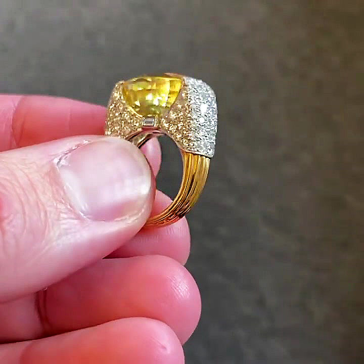 3ct Oval Cut Yellow Sapphire Engagement Ring