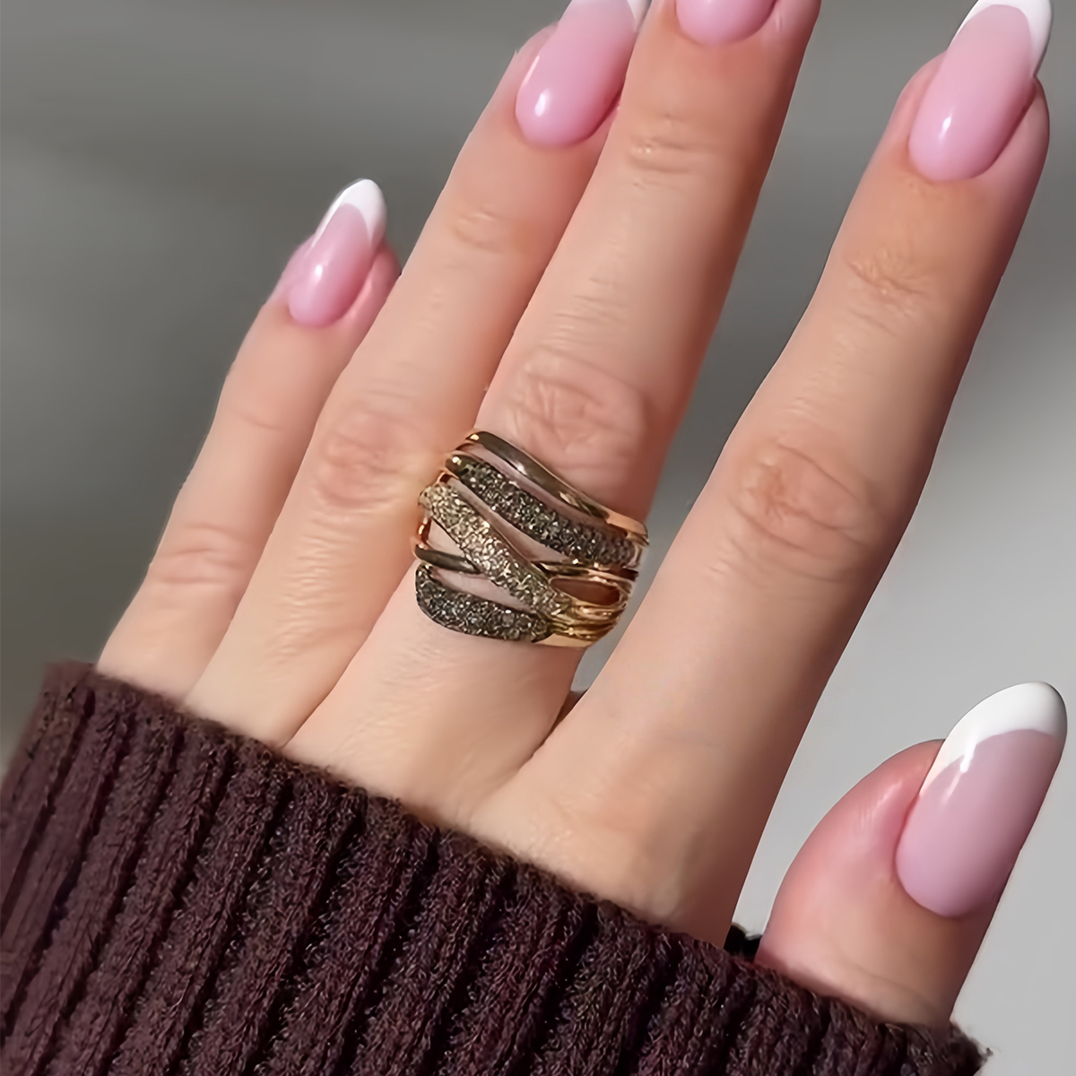 Chocolate&Yellow Sapphire Round Cut Woven Design Wedding Band