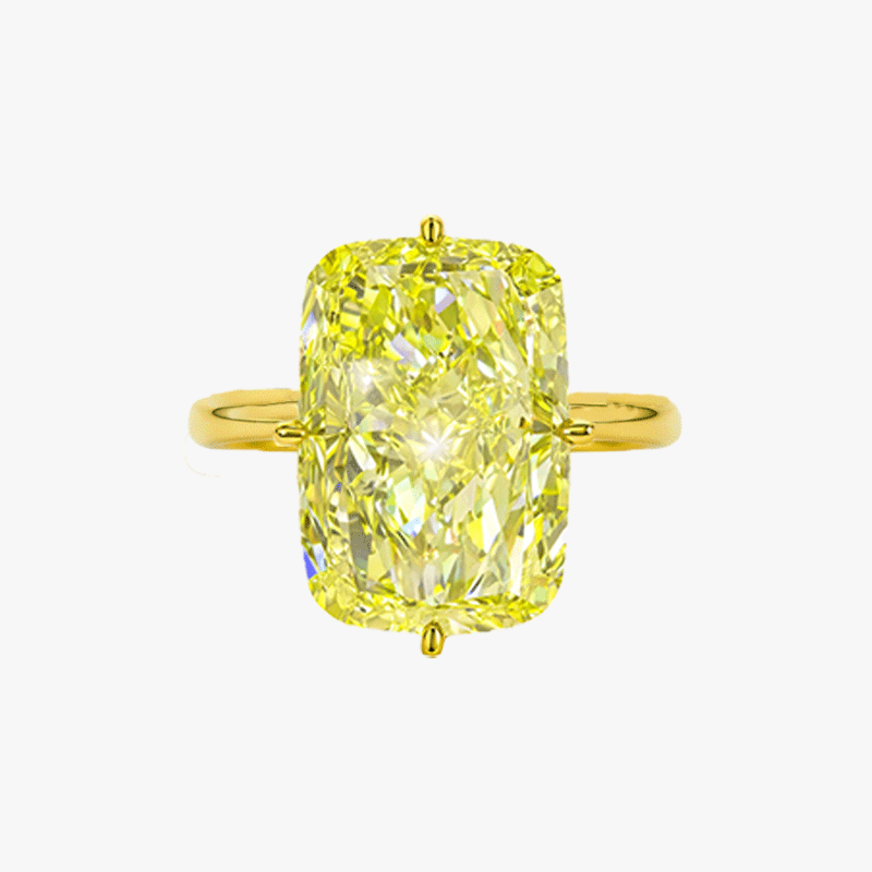 5ct Cushion Cut Yellow Sapphire Solitaire Ring