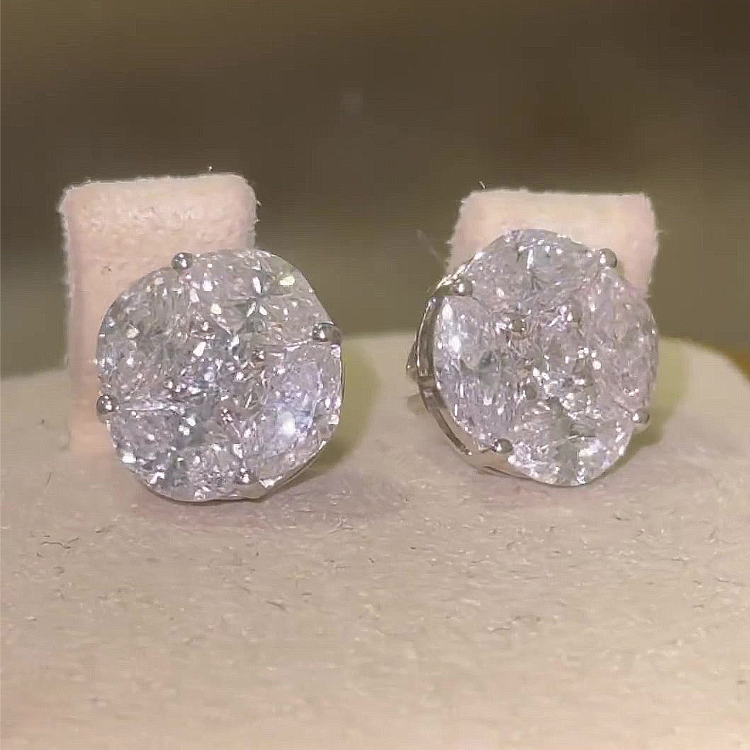 Brilliant Marquise&Round Cut White Sapphire Stud Earrings