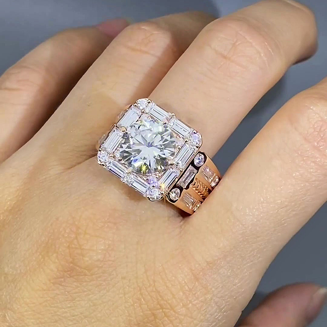 5ct Round Cut White Sapphire Men's Engagement Ring