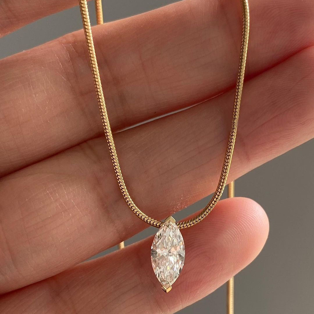 Marquise Cut White Sapphire Water Drop Necklace