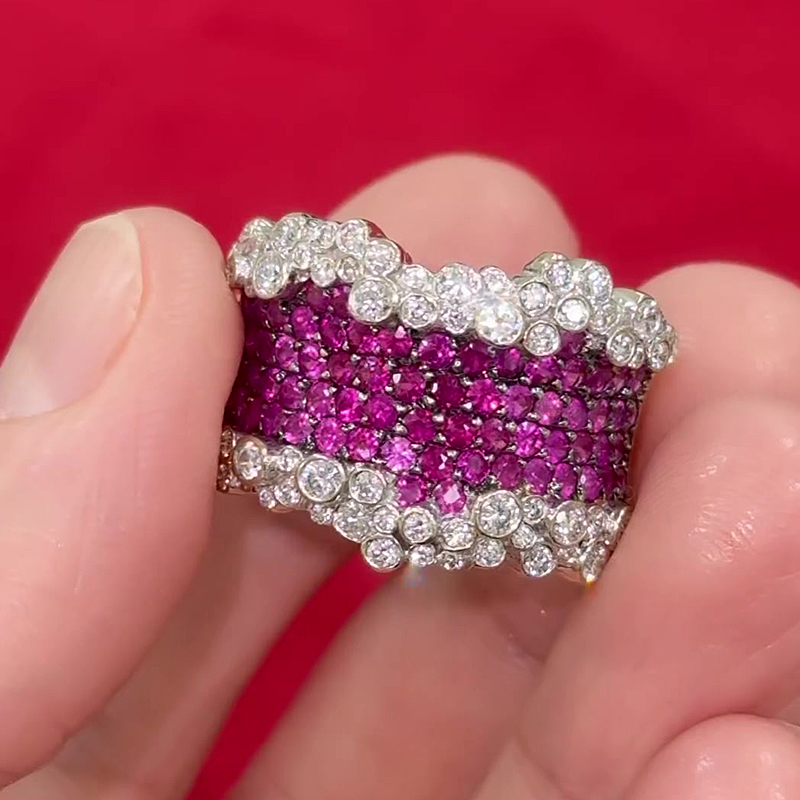 Two Tone 6.13ct Round Cut Rose&White Sapphire Wedding Band