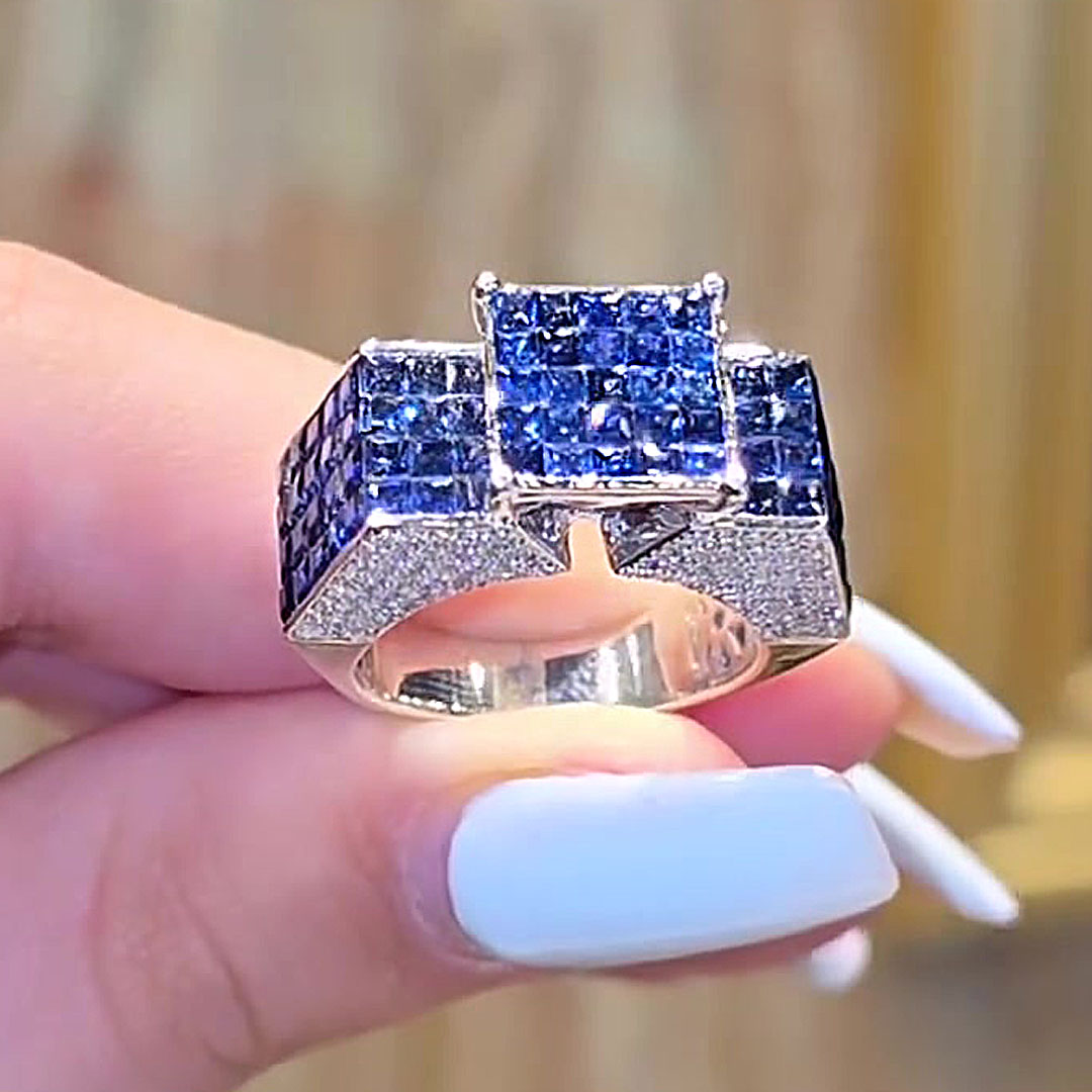 7.15ct Princess Cut Pink Sapphire Wedding Band