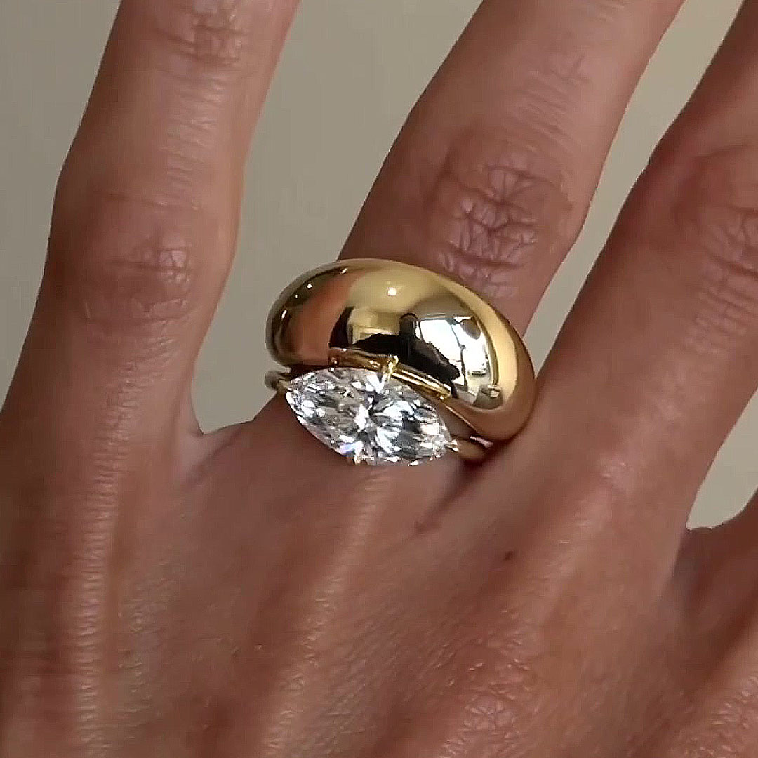 4ct Marquise Cut White Sapphire Wedding Set