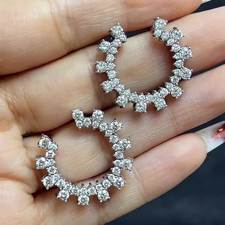 Round Cut White Sapphire Hoop Earrings
