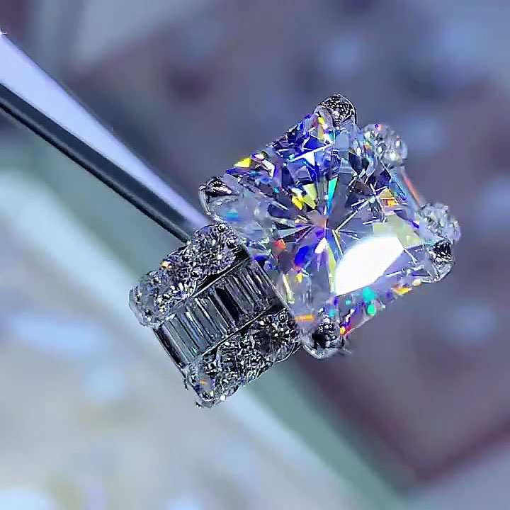 3ct Princess Cut White Sapphire Engagement Ring