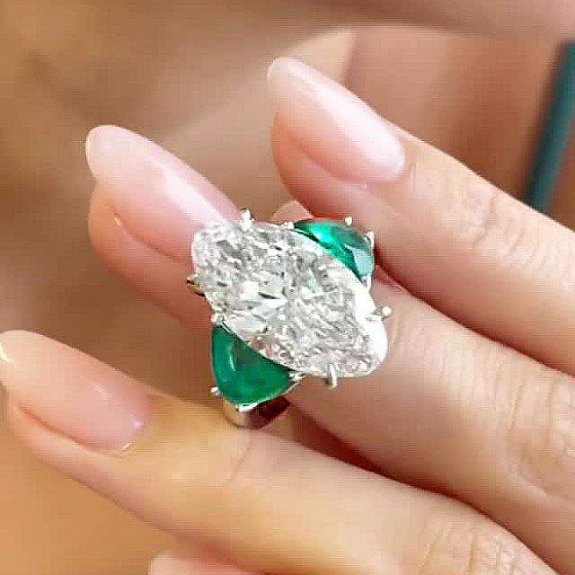 5ct Three-Stone Oval Cut White Sapphire Engagement Ring