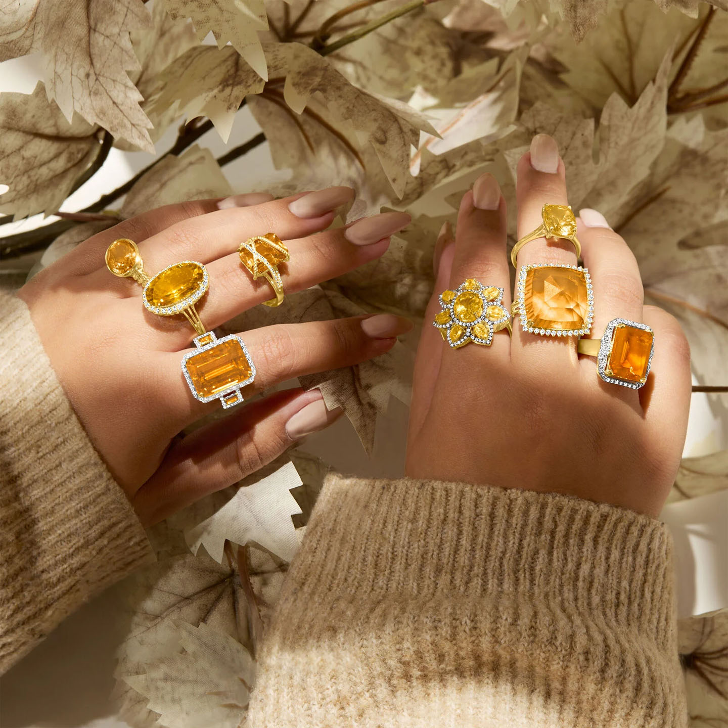 Bypass Design 7ct Emerald Cut Yellow Sapphire Engagement Ring