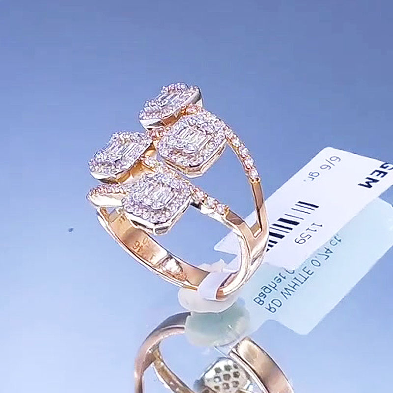 Fashion 3.45ct Baguette&Round Cut White Sapphire Wrap Cuff Ring