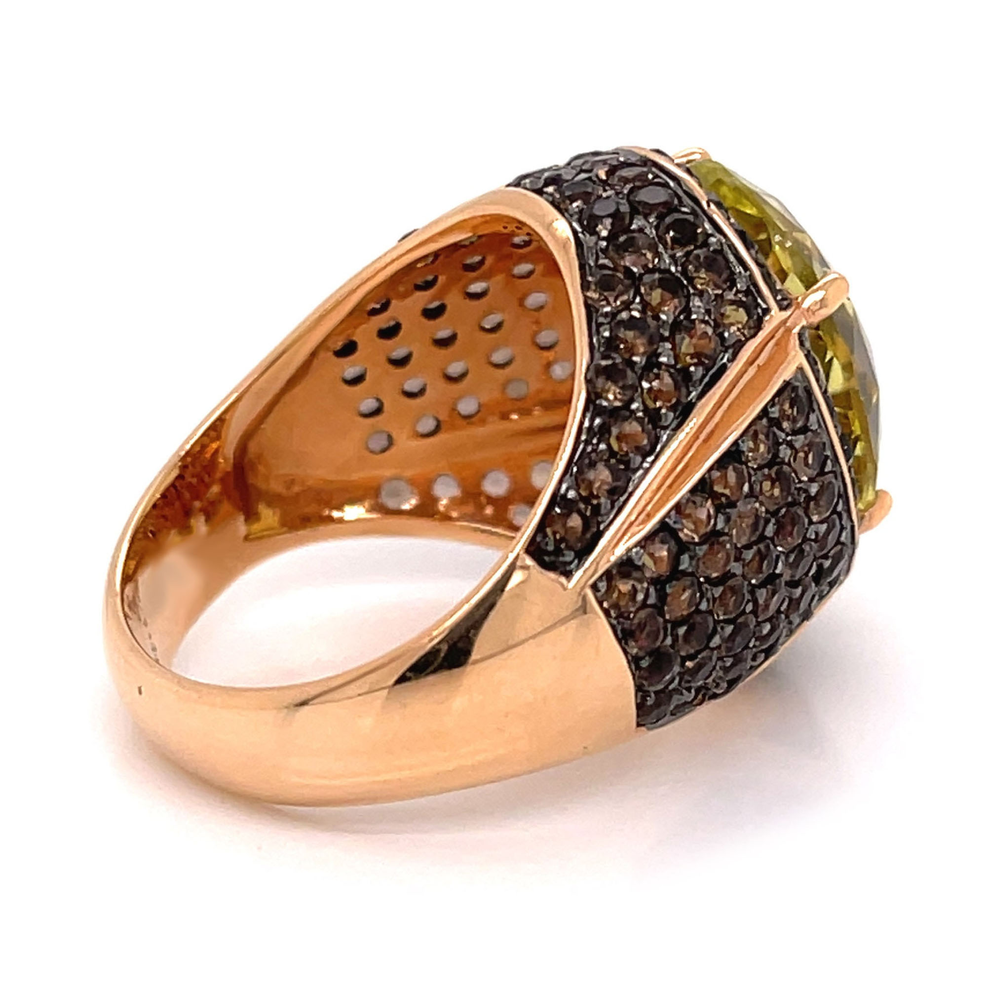 Micro Pave Setting 8ct Oval Cut Yellow Sapphire Cocktail Ring