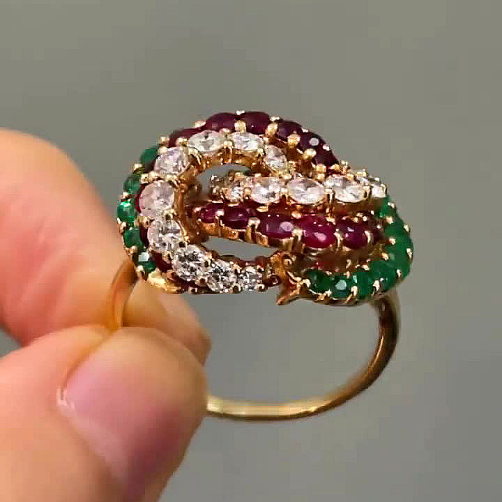 6.75ct Round Cut Rainbow Sapphire Eternity Ring