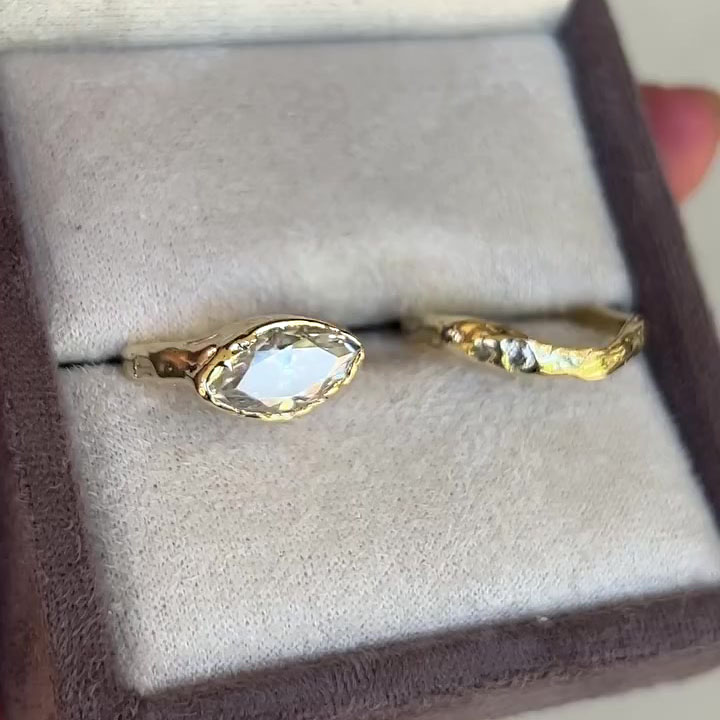 Art Deco 3ct Marquise Cut White Sapphire Ring Set