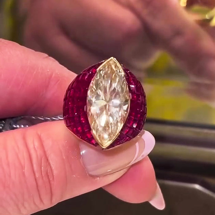 5ct Marquise Cut Yellow Sapphire Cocktail Ring