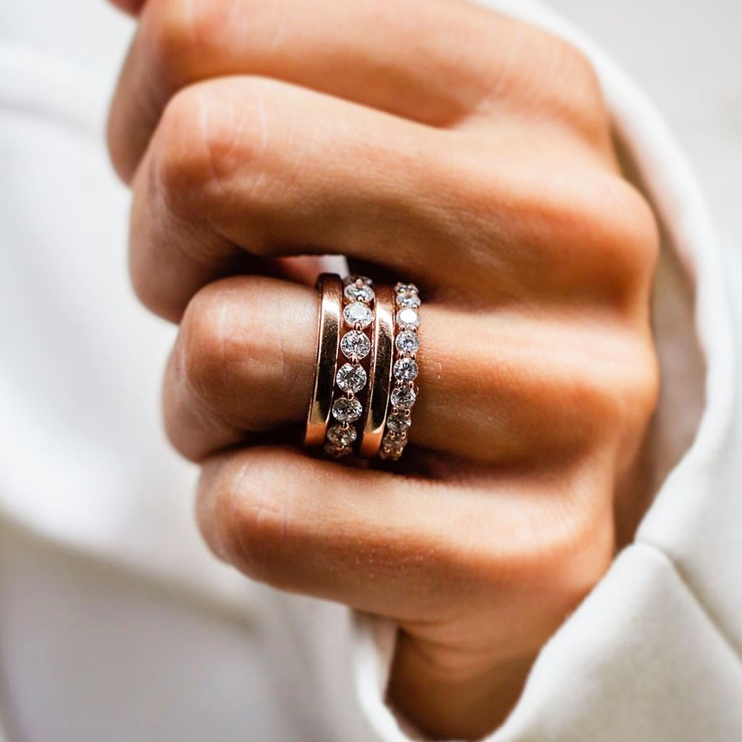 3.25ct Round Cut White Sapphire Stacking Ring Set/4pcs