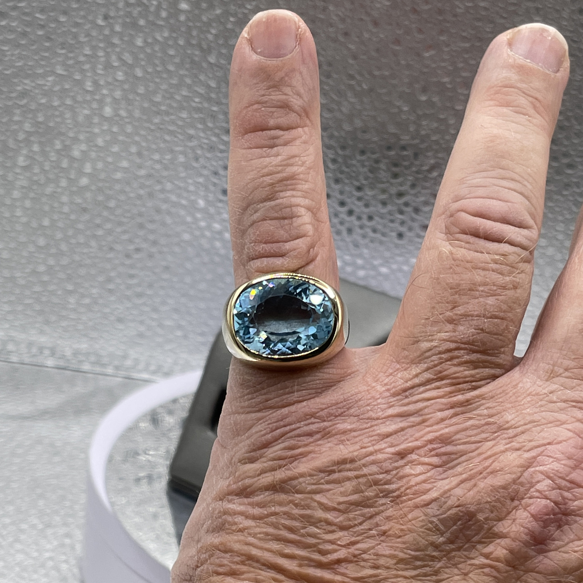 4ct Bezel Setting Oval Cut Aquamarine Sapphire Engagement Ring