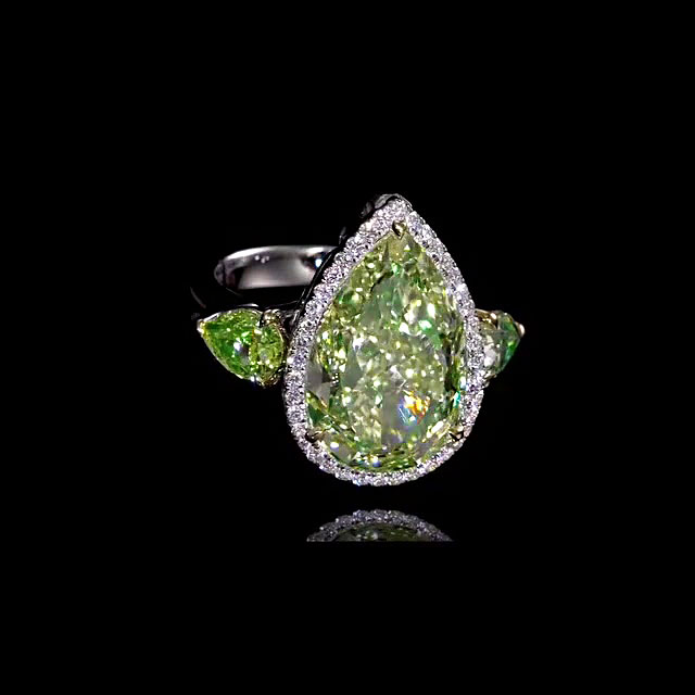5ct Pear Cut Green Sapphire Engagement Ring