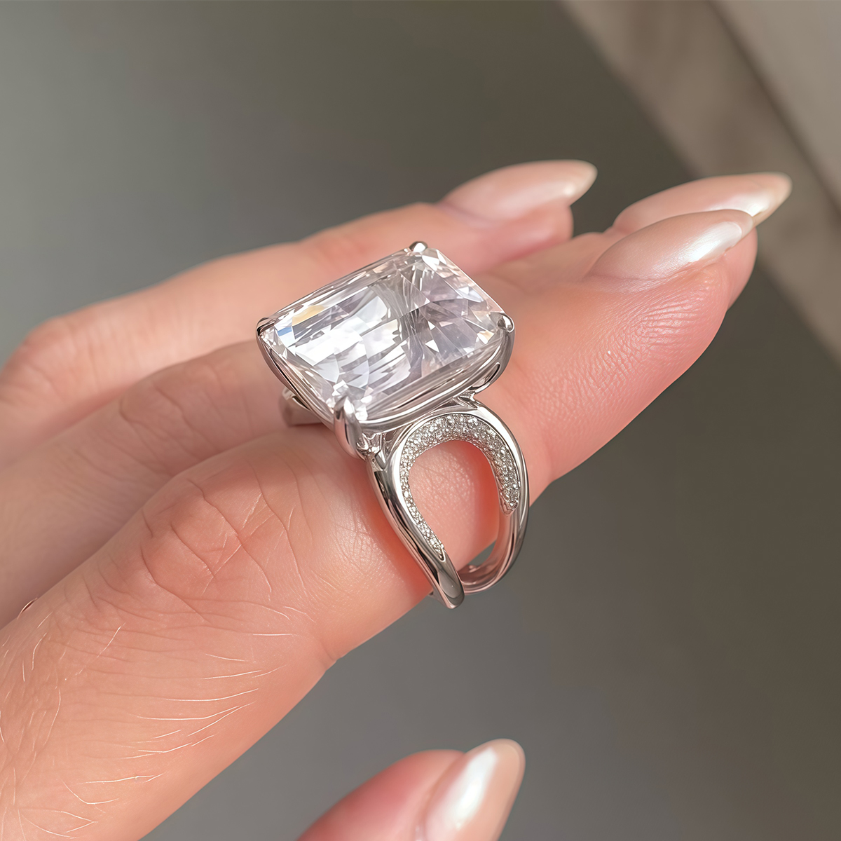 Elegant 5ct Radiant Cut Light Pink Sapphire Engagement Ring