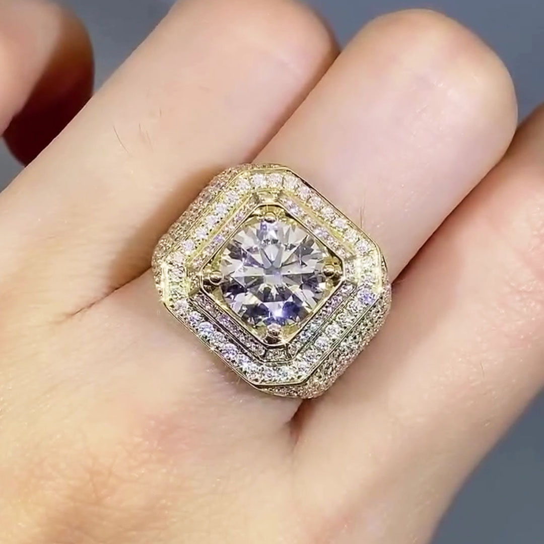 5ct Round Cut White Sapphire Men's Engagement Ring