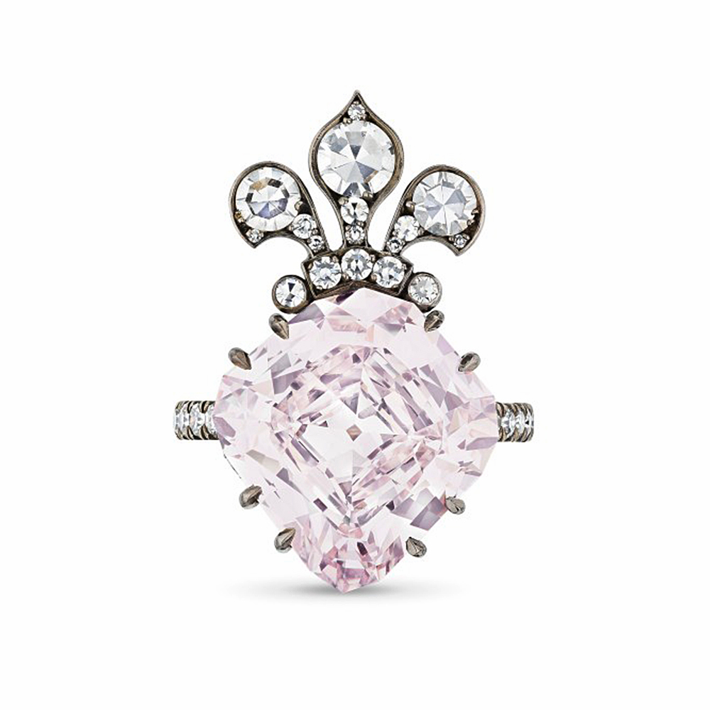 Gothic 4ct Cushion Cut Pale Pink Sapphire Engagement Ring