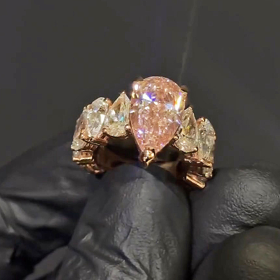 4ct Pear Cut Pink Sapphire Engagement Ring