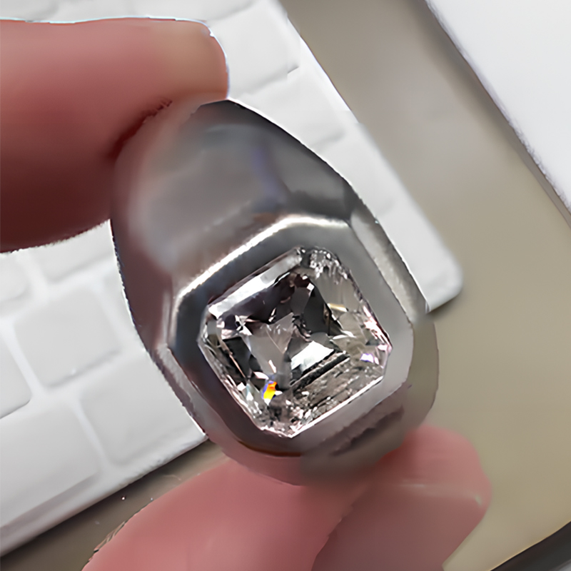 Bezel Setting 3ct Asscher Cut White Sapphire Men's Engagement Ring