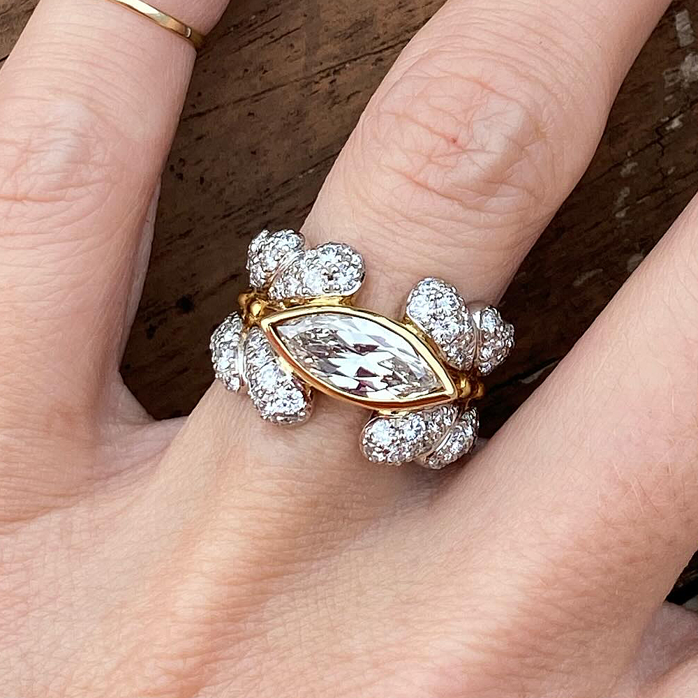 1.5ct Marquise Cut White Sapphire Ring