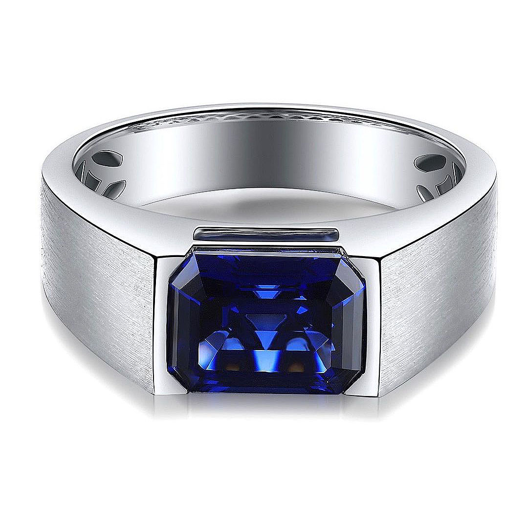 5ct Emerald Cut Blue Sapphire Men's Engagement Ring
